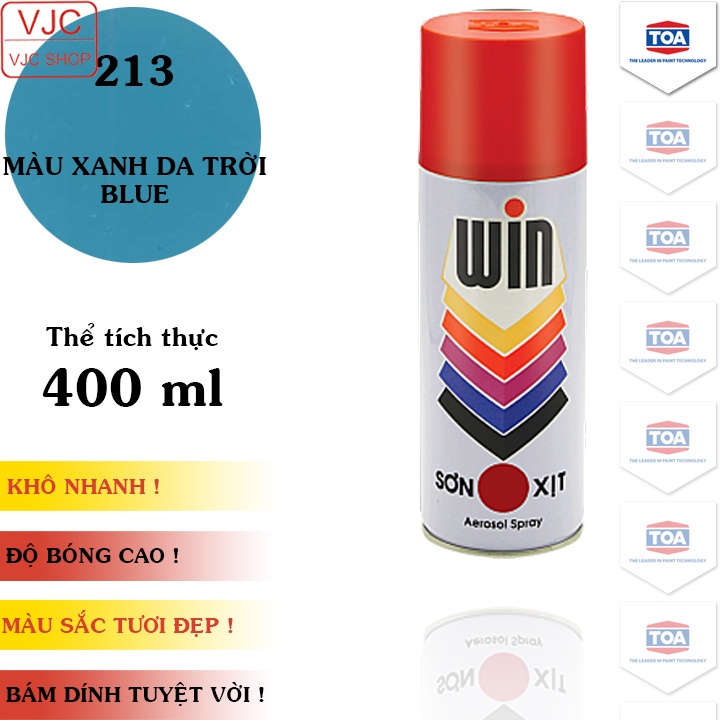 Chai sơn xịt sơn xe máy cao cấp ATM / WIN màu xanh nước biển A213 / 213 dung tích 400 ml