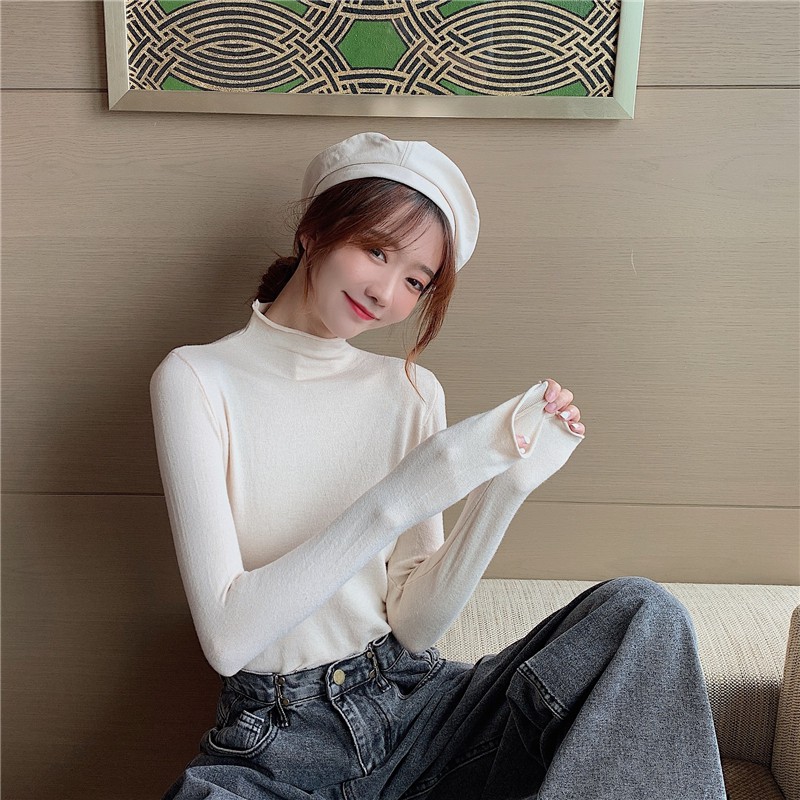 Áo Dệt Kim Cổ Lọ Màu Trơn Phong Cách Retro Hong Kong | BigBuy360 - bigbuy360.vn