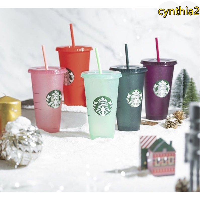 Ly Uống Nước Starbucks 700ml 2021 Có Thể Tái Sử Dụng Kèm Nắp Và Ống Hút Nhựa Pp Dung Tích 24 Fl Oz 1 Hoặc 5 Starbucks