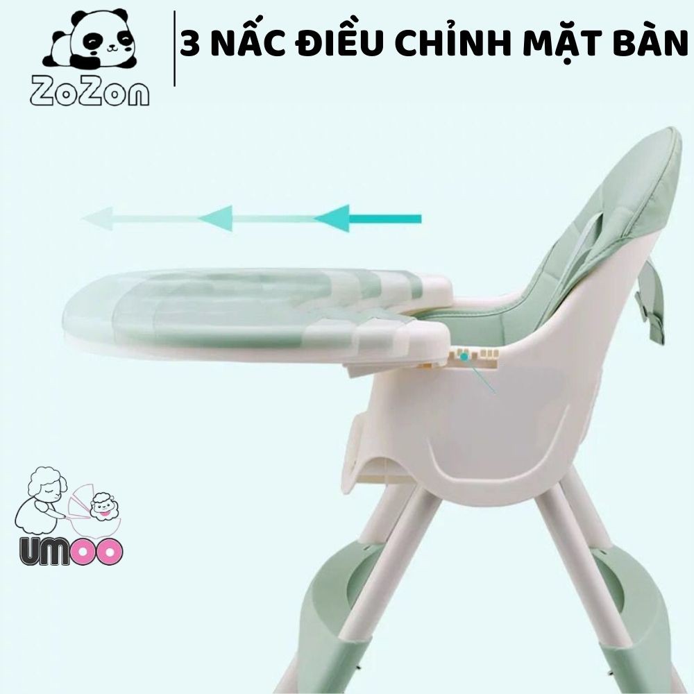 Ghế ăn dặm cho bé Umoo kèm mặt bàn ăn dặm kiểu nhật và BLW 2 chế độ chân cho bé trai bé gái từ 6 tháng Zozon