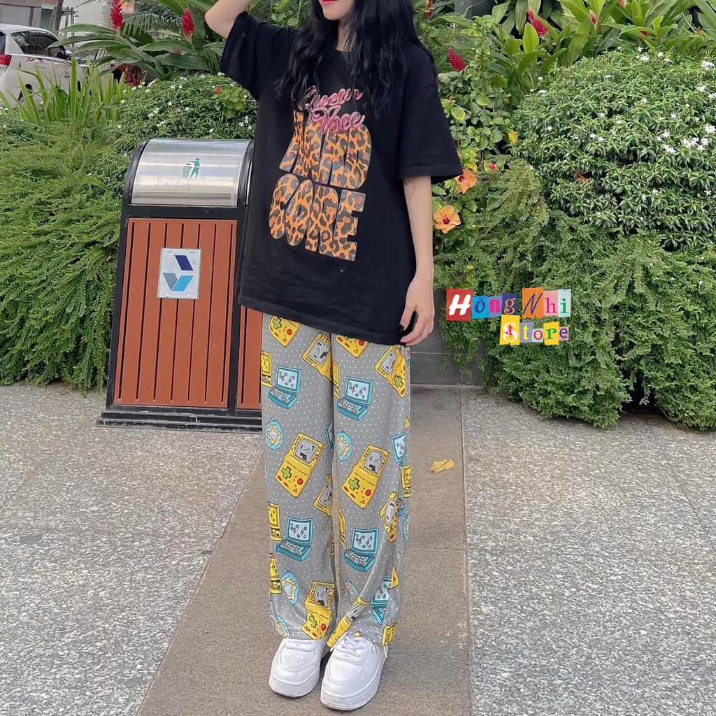 Quần Hoạt Hình Dài Máy Chơi Game Ống Rộng Cartoon Pant V2 Oversize Ulzzang Unisex - MM