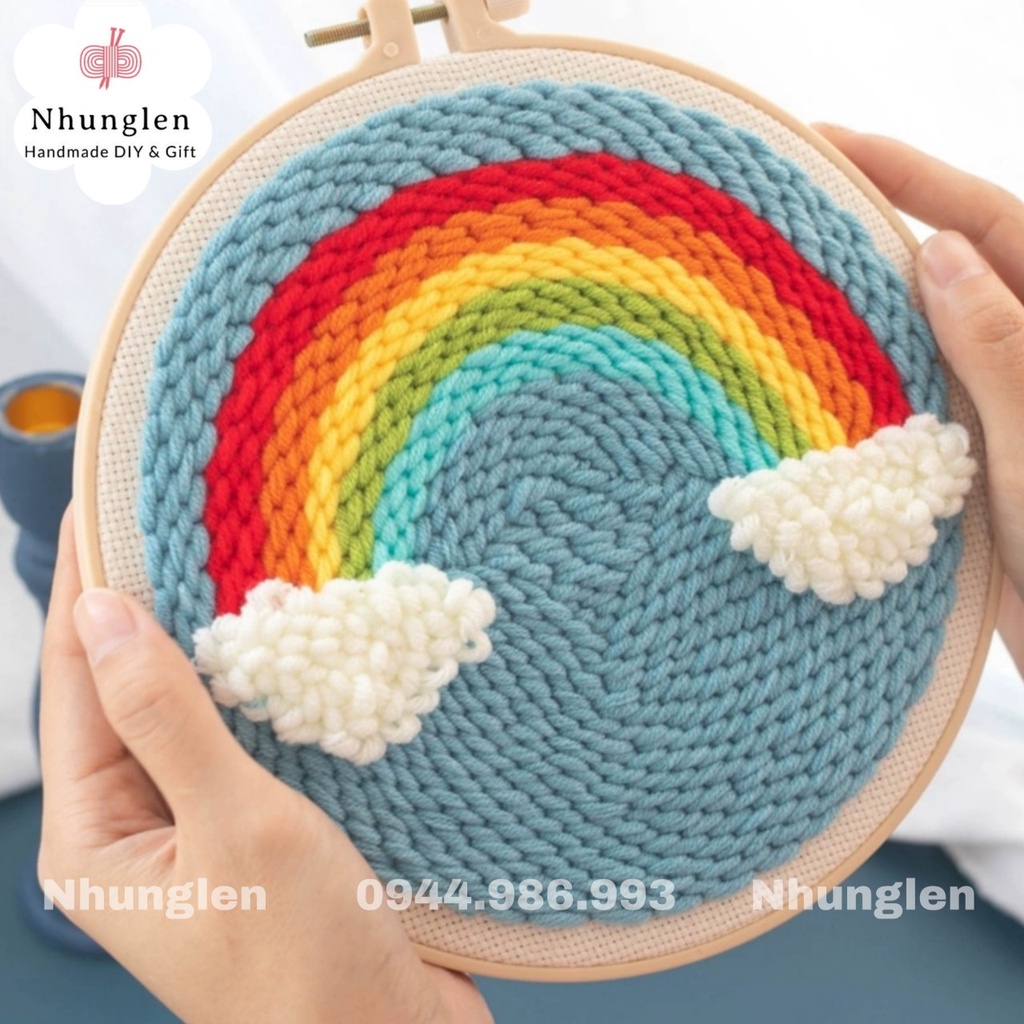 DIY Bộ Thêu Len Xù Chủ Đề Phong Cảnh Thiên Nhiên- Punch Needle Decor - Qùa Tặng Handmade Ý Nghĩa