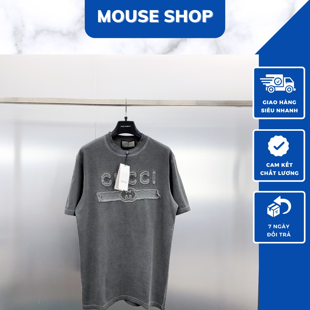 Áo Phông Nam Nữ Gucci Kèm Ảnh Thật - Áo Thun Cộc Tay Thêu Chữ GC Cực Hót - MOUSE SHOP