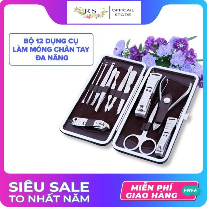 Bộ 12 dụng cụ làm móng chân tay đa năng ️Freeship️ Bộ kiềm đa năng bằng thép không gỉ