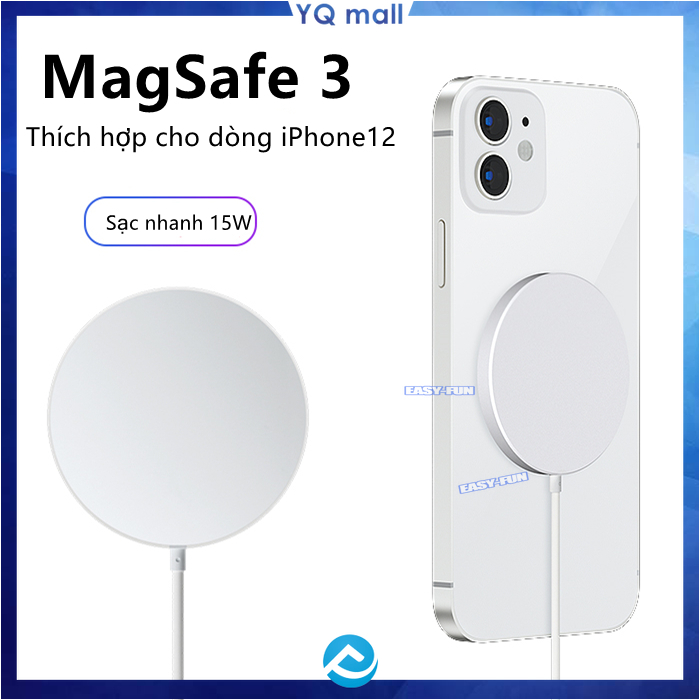 [Sạc nhanh 15W]Sạc không dây từ tính MagSafe dùng cho iphone 12, 12pro, 12pro max