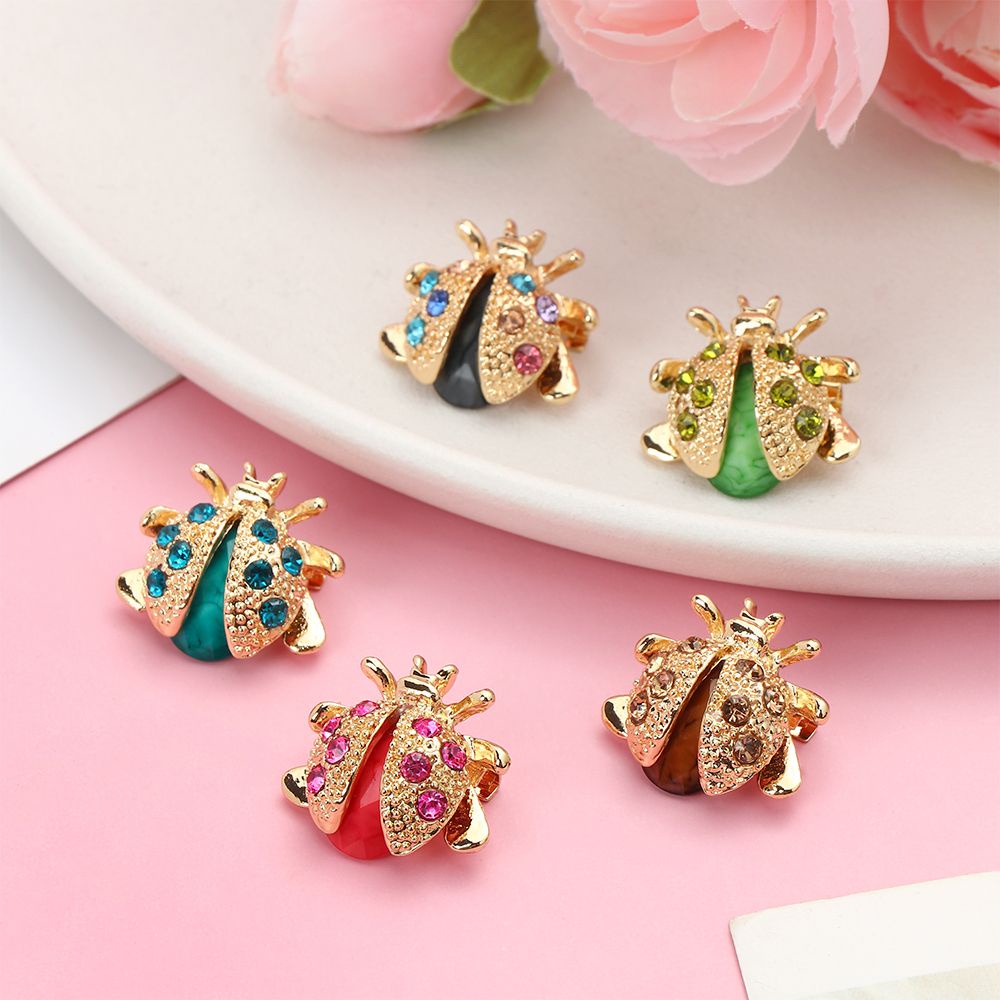 Ghim cài áo hình bọ rùa đính đá zircon phong cách vintage