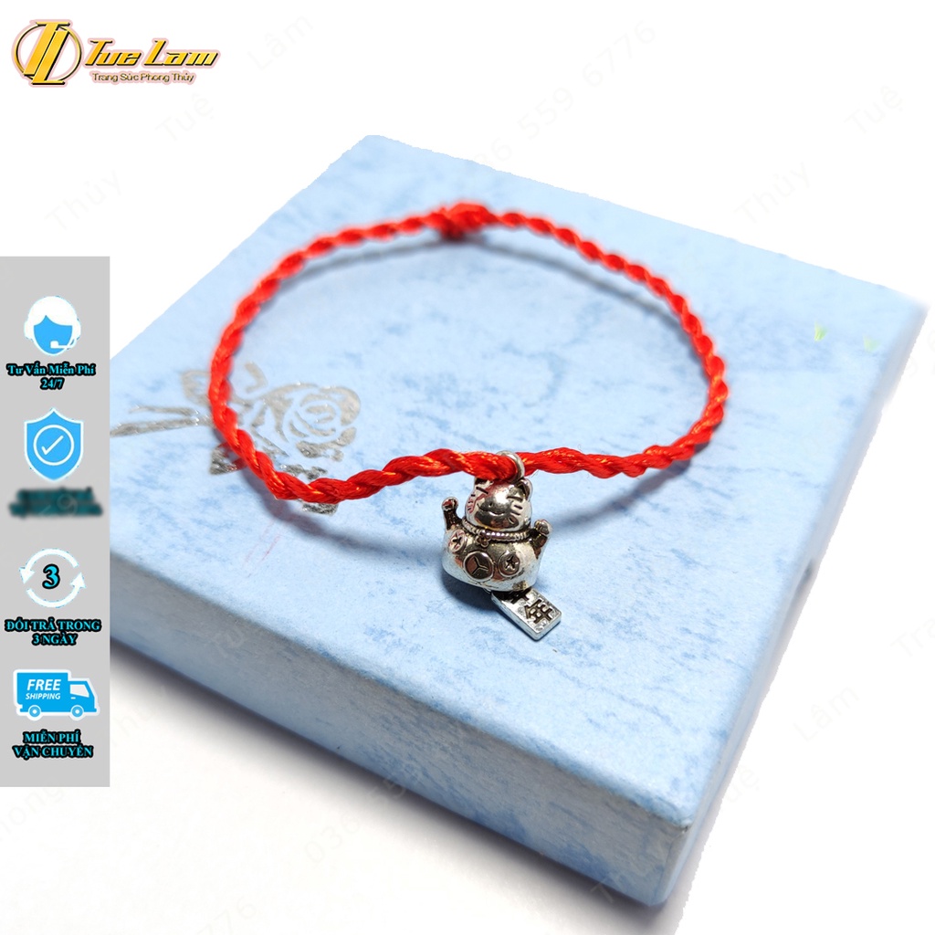 Vòng tay chỉ đỏ may mắn charm mèo thần tài bình an - Tuệ Lâm