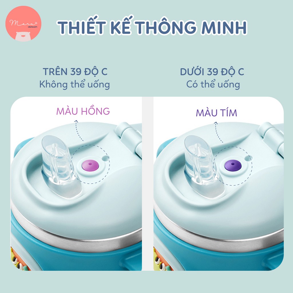 [Có sẵn] Bình sữa hoạt hình 3D | 260ml inox 316 | KUB