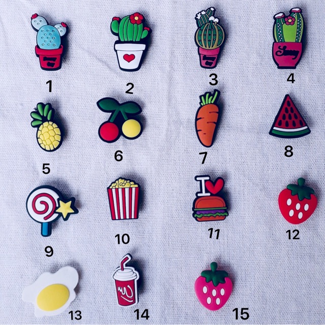 [XẢ KHO]  Sticker (Jibbitz) 2D gắn dép sục SATIHU