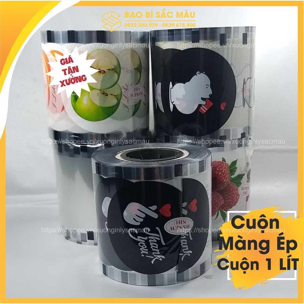 Cuộn màng ép ly, màng dập cốc in sẵn họa tiết vui tươi