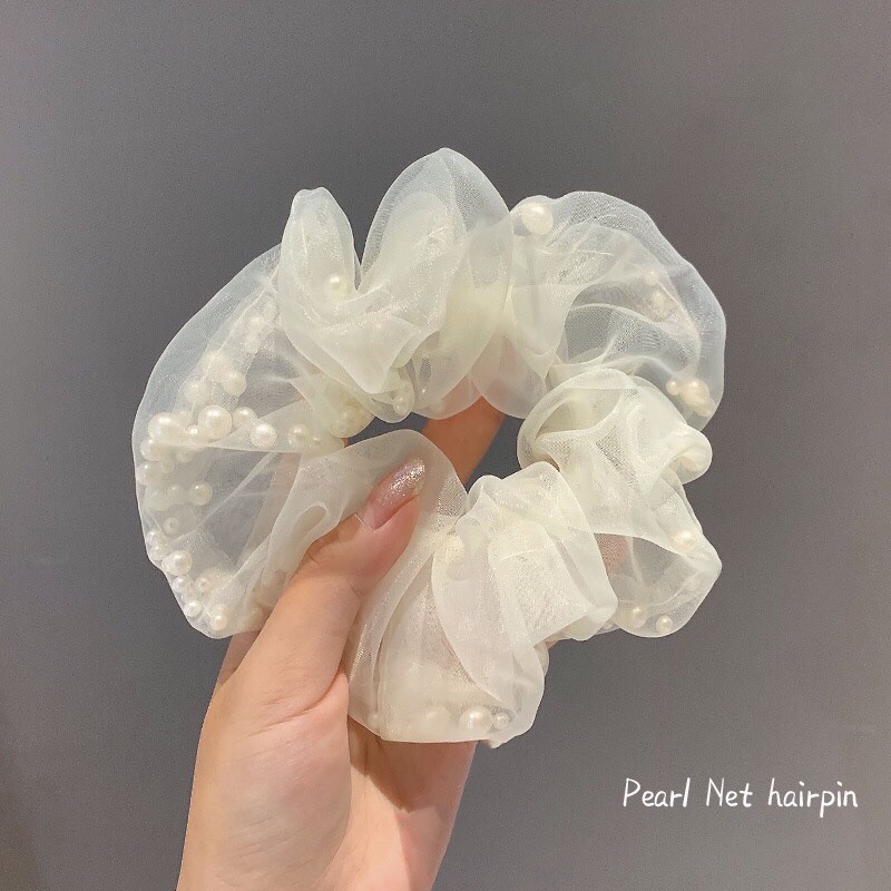 Cột tóc voan hạt thiết kế độc lạ scrunchies CT507