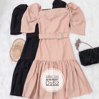 Bigsize Đầm tay phồng kèm belt D162