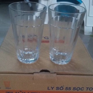 Hộp 12 cốc thuỷ tinh sọc to 55 và sọc nhỏ 54 việt tiệp (310ml-250ml )