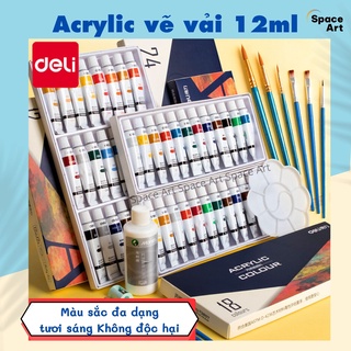 Màu Vẽ Acrylic Dạng Tuýp 12ml Chuyên Nghiệp DELI vẽ vải vẽ giày