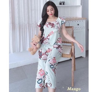 Đồ Bộ Mặc Nhà Lụa Mango Cao Cấp Quần Lửng 9 Tấc Tay Cánh Tiên Hàng Có Size 75kg Giảm 10K Đơn 200K