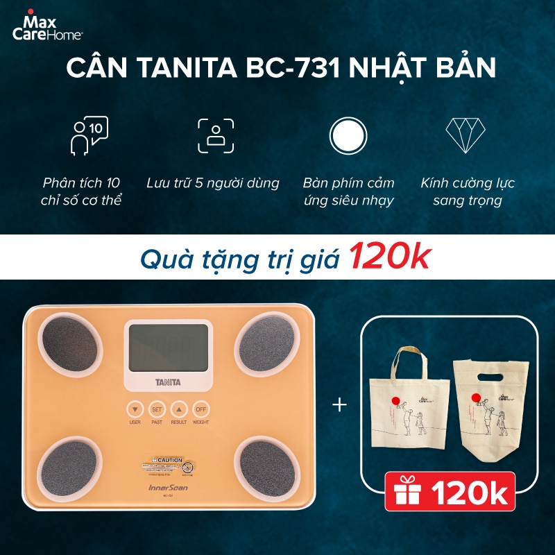 Cân đo chỉ số cơ thể, phân tích lượng mỡ điện tử Tanita BC-731 thương hiệu Nhật Bản,  CHÍNH XÁC bằng công nghệ B.I.A