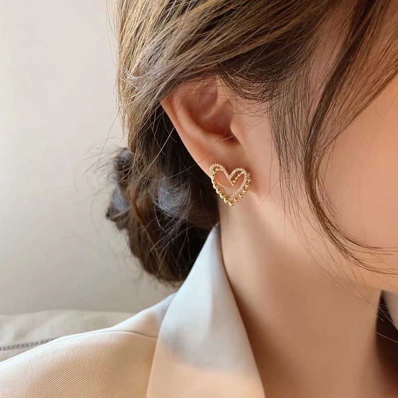 Khuyên Tai Hình Trái Tim Mạ Bạc 925 Xu Hướng Mới