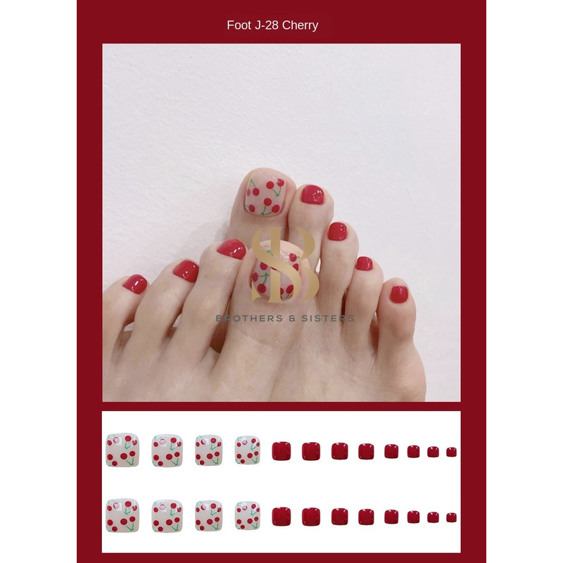 Set 24 móng chân giả SUAKE có keo dán che phủ toàn bộ thời trang xinh xắn