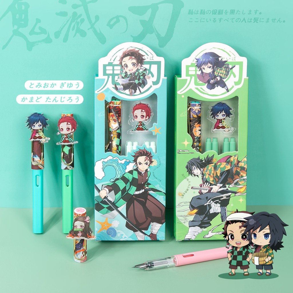 Bộ Bút Máy Kimetsu no Yaiba Có Hộp Mực Điều Chỉnh Tư Thế Ngòi EF Dễ Thương Cho Học Sinh Kamado Tanjirou Nezuko Agatsuma Zenitsu
