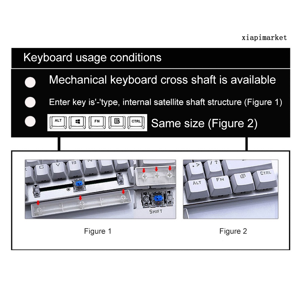 LOP_104Pcs/Set ABS Stylish Backlight Key Caps Replacement for Mechanical Keyboards