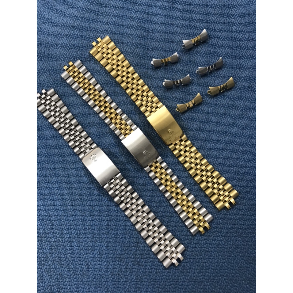 Dây đồng hồ R O L E X 20mm màu vàng thép đúc không gỉ năm hạt