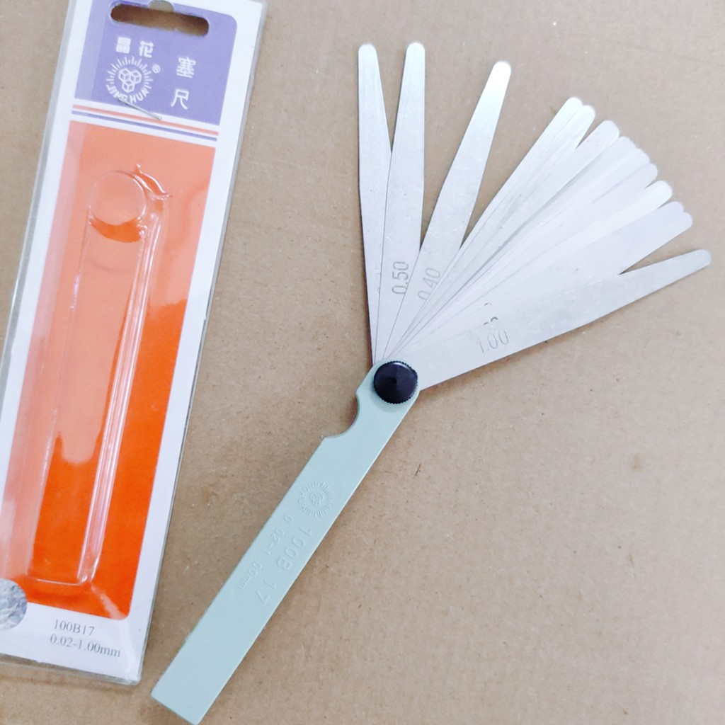 Thước đo khe hở 100mm, căn lá dài 100 , đo từ 0.02mm-1.00mm, chỉnh cò xe máy