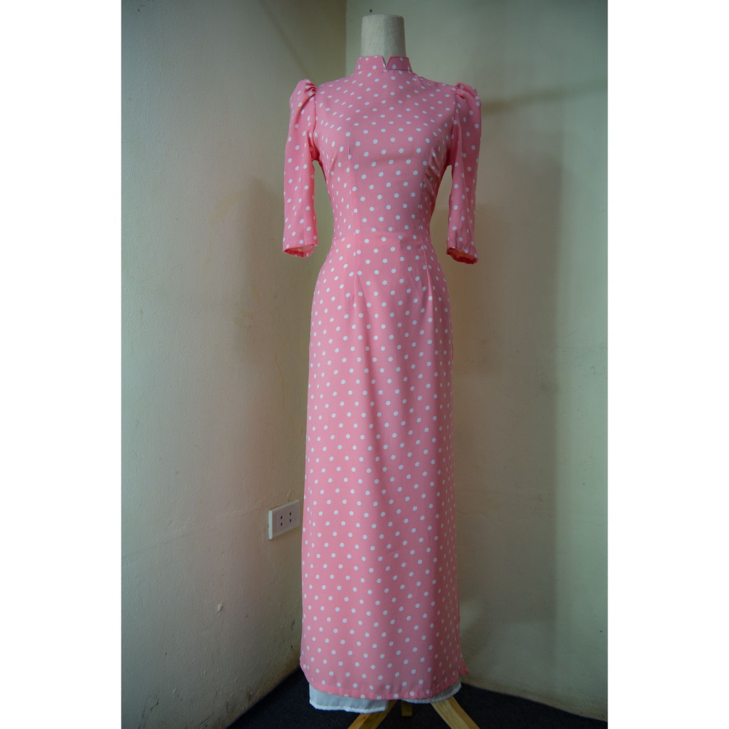 Áo dài chấm bi vai bồng