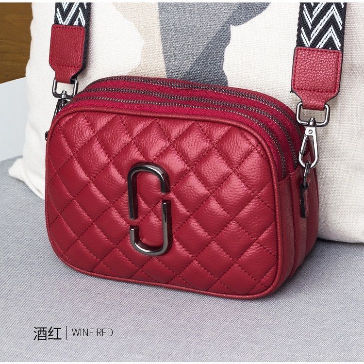 Túi Đeo Chéo Một Lớp Bằng Da Mềm Thêu Họa Tiết Hình Thoi Ba Lớp Phong Cách Mới 2021 Thời Trang Thường Ngày Cho Nữ