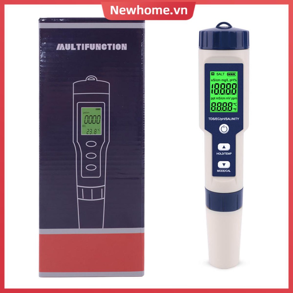 Bút Kiểm Tra Chất Lượng Nước 5 Trong 1 PH EC TDS Salinity Temp 5 Trong 1 Meter