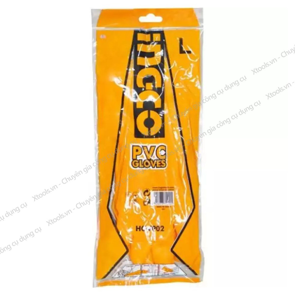 Găng tay cao su INGCO HGVP02 bao tay bảo hộ PVC siêu dài làm vườn dọn vệ sinh nhà cửa rửa chén bát chống hoá chất nước