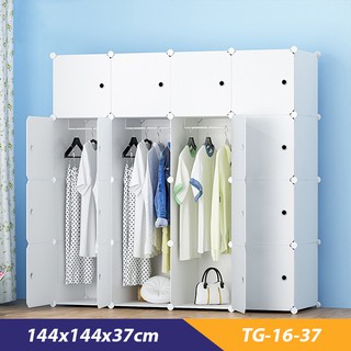 Tủ nhựa ghép đựng quần áo đa năng 16 ngăn màu trắng full