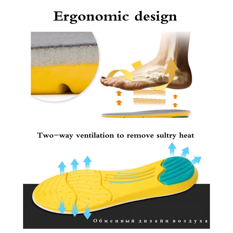 Đệm Lót Giày Thể Thao Bằng Cao Su Non Thoáng Khí Thấm Hút Mồ Hôi Kích Thước 35-45 HD1 Cho Nam Và Nữ