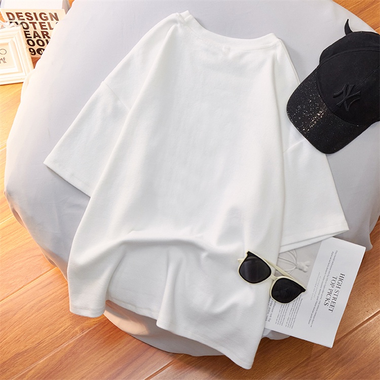 NRVP Áo thun cổ tròn ngắn tay in hình gấu thời trang mùa hè Hàn Quốc 2022 dành cho nữ