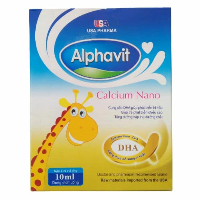 Alphavit Calci Nano (hộp 20 ống) tăng cường canxi cho hệ xương chắc khỏe bé thông minh cho bé