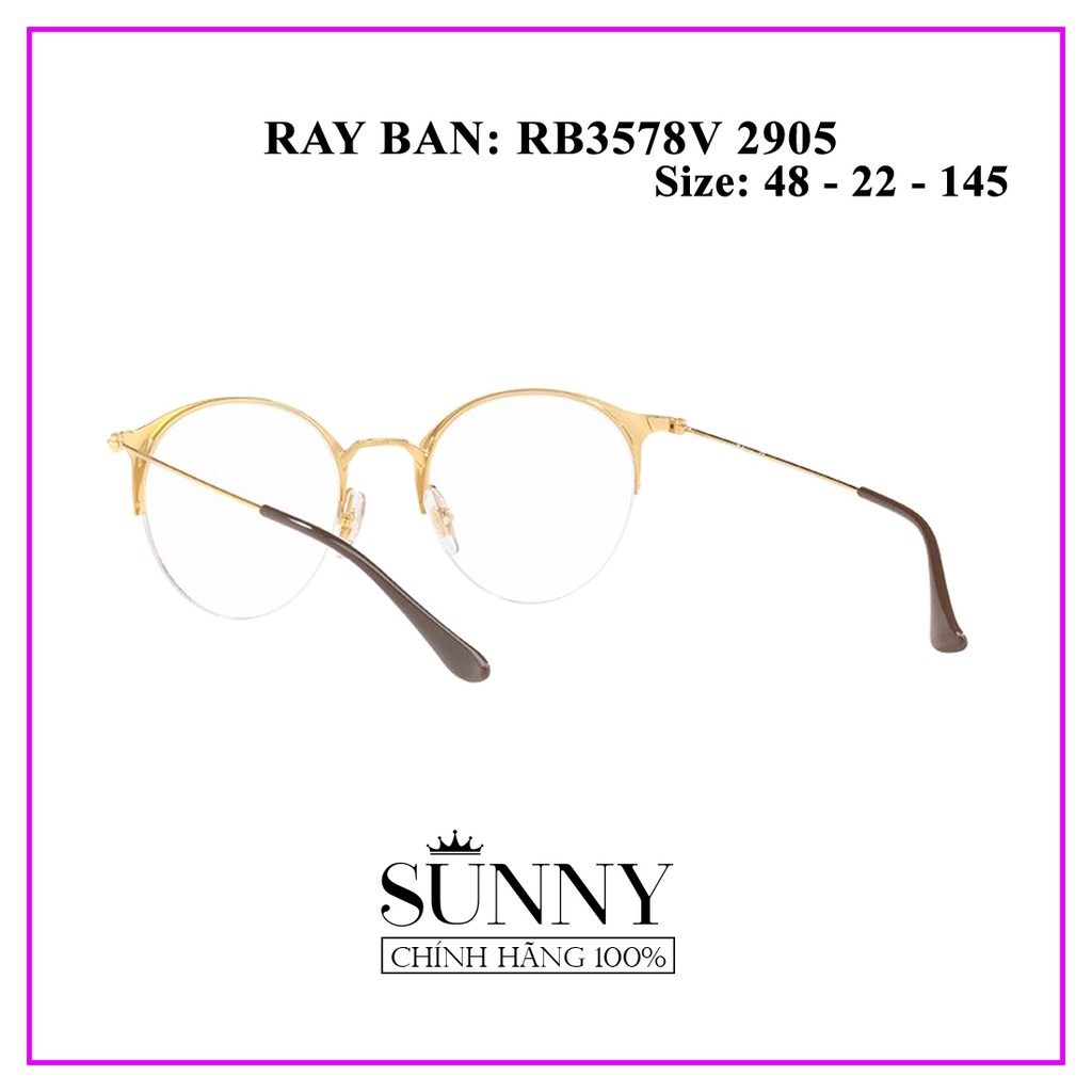 Gọng kính Rayban RB3578V - 2905 - sp chính hãng Kèm tem chống hàng giả của bộ công an, thiết kế dễ đeo bảo vệ mắt
