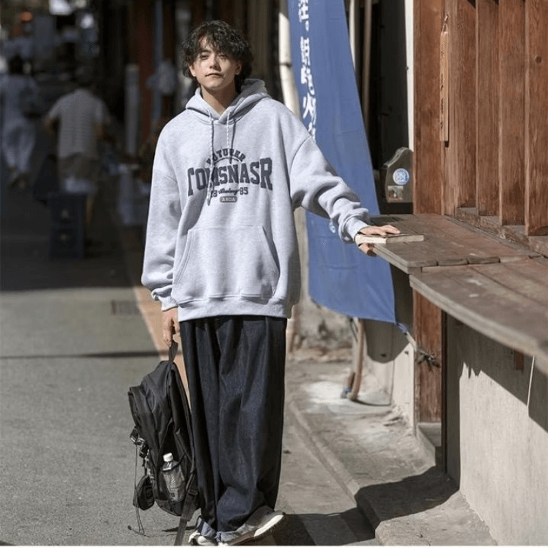 【M-5XL】Hong Kong style Fashion Casual Men's loose hoodie letter Printed Unisex high quality Winter Sweatshirt Large size Hoods