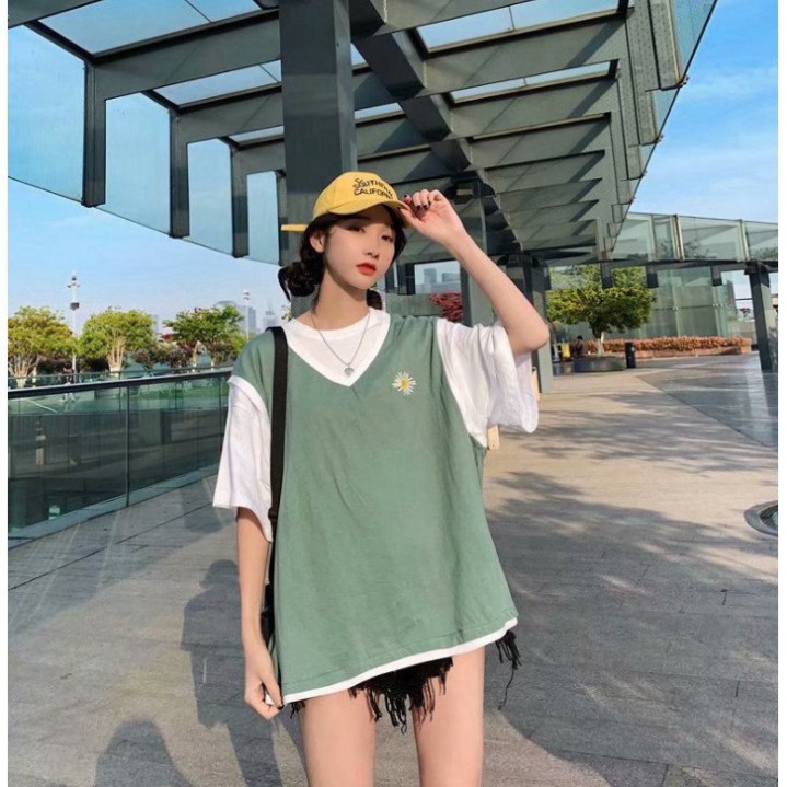 Áo gile unisex form rộng Thêu Hoa Cúc nam nữ phong cách ulzzang siêu hot