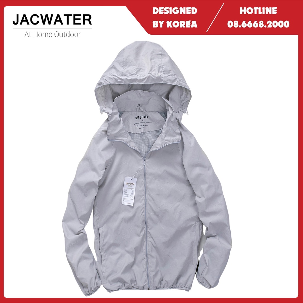 Áo khoác gió nam 2 lớp mỏng chống nắng nước, vải gân gạo thông thoáng JACWATER V355