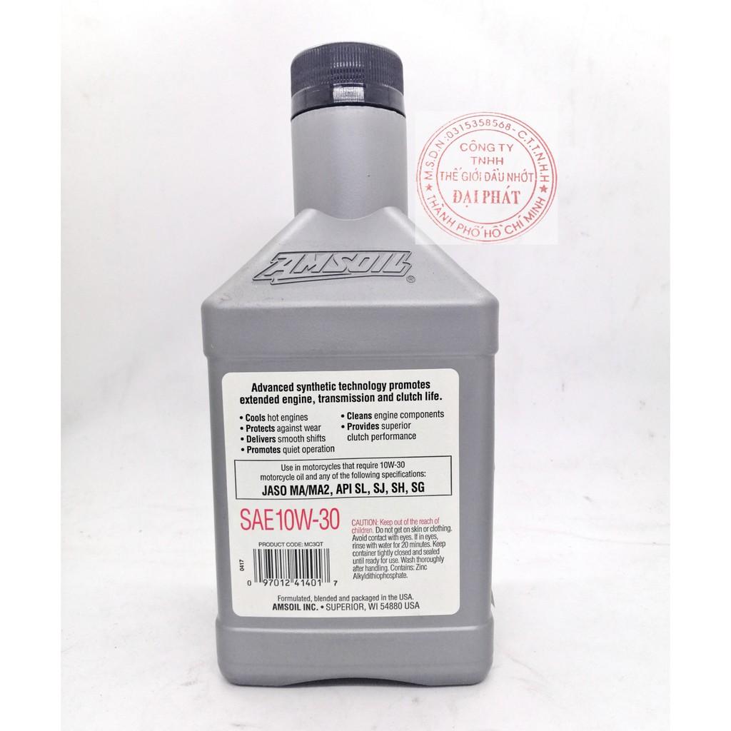 Dầu nhớt nhập khẩu 100% từ Mỹ Amsoil 4T 10w30 946ml