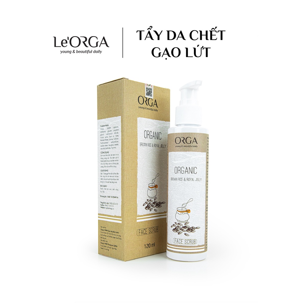 Tẩy Tế Bào Chết Da Mặt Le'Orga Gạo Lứt - Gel face scrub Hạt Tẩy Kì Ngừa Mụn, Trẻ Hóa Da, Trắng Da 120ml