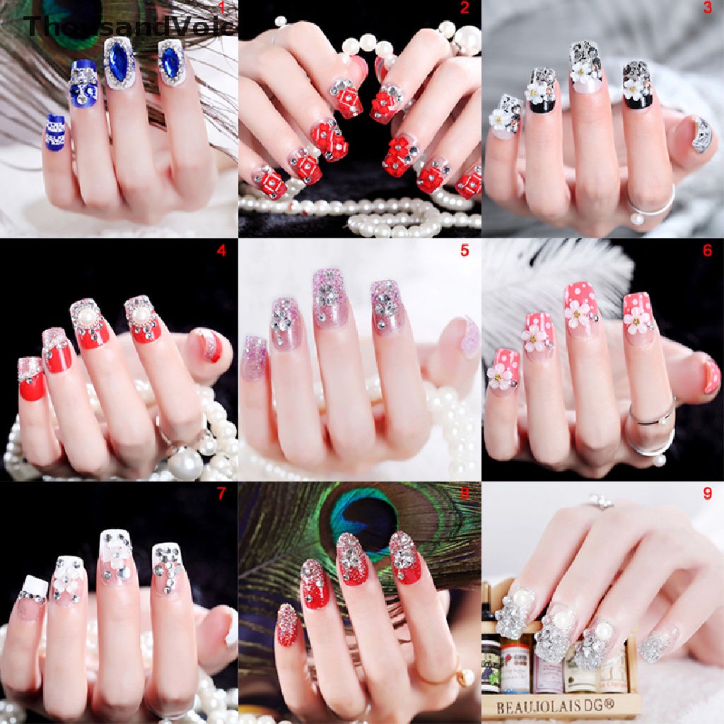 Set 24 Móng Tay Giả Trong Suốt Trang Trí Cho Nữ