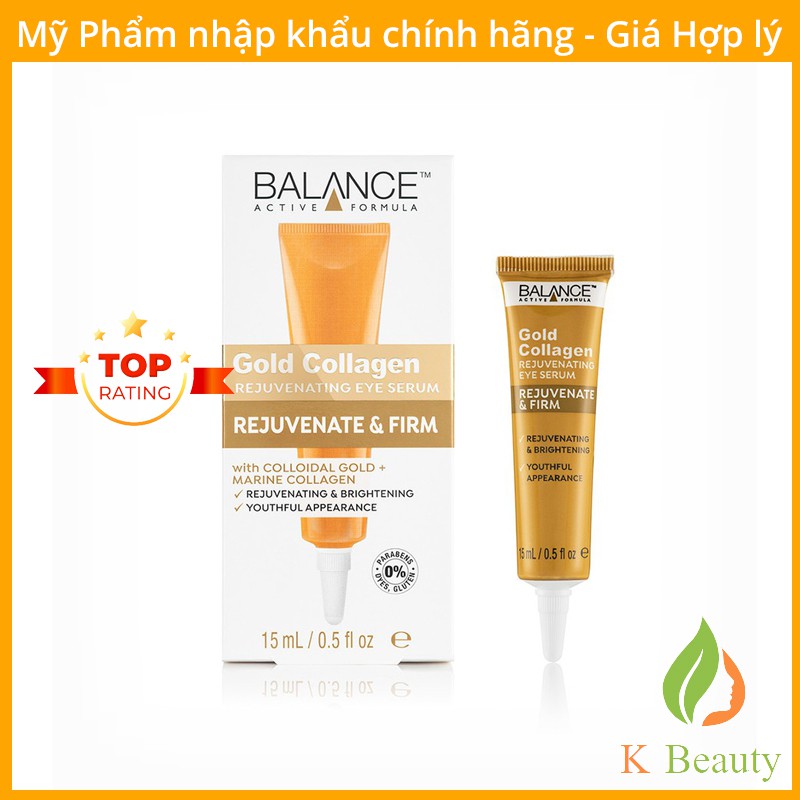 Tinh Chất Dưỡng Mắt, Giảm Nếp Nhăn Balance Active Formula Gold Collagen Serum 15ml