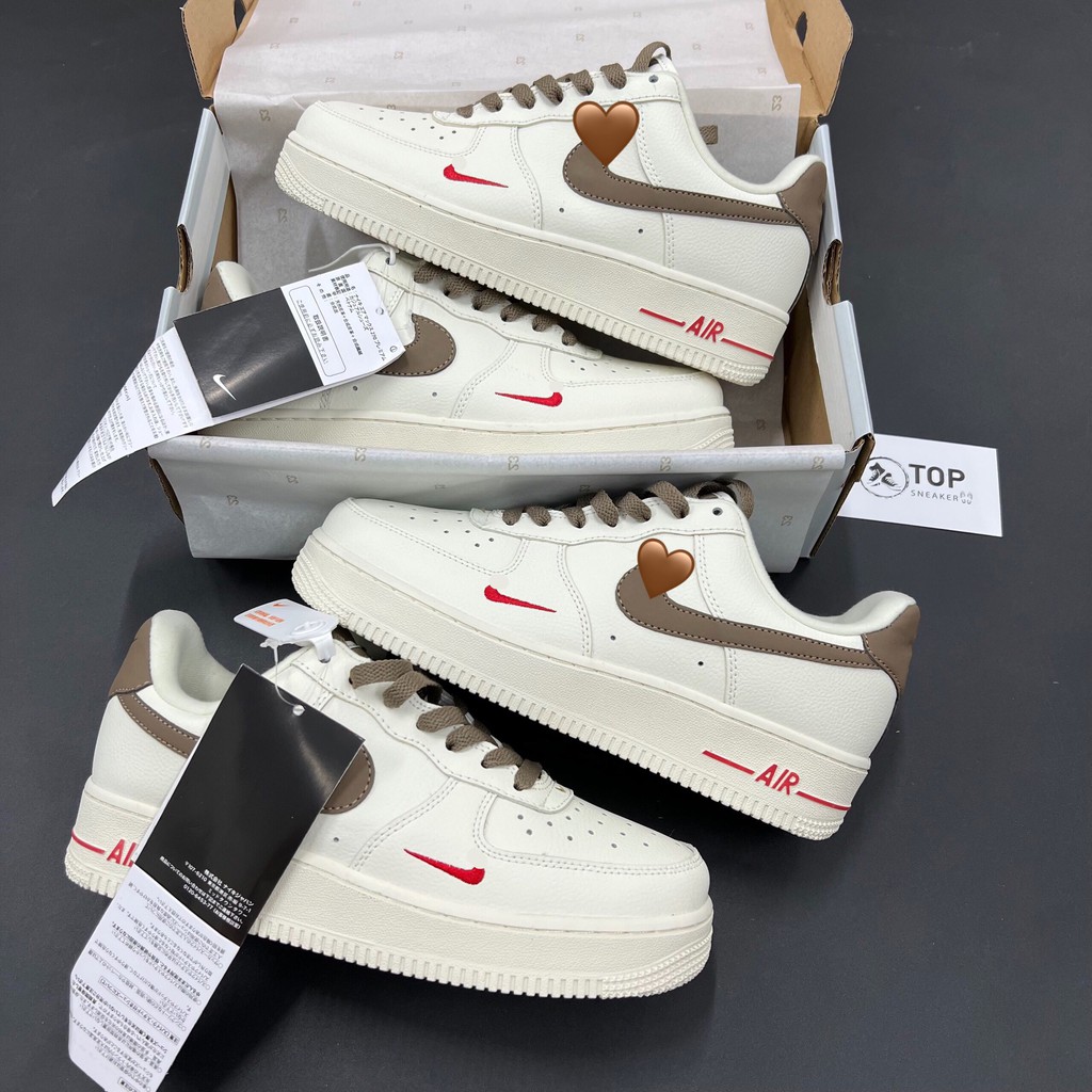 Giày Sneaker AF1 Logo Nâu Giày Thể Thao Nam Nữ Full Phụ Kiện