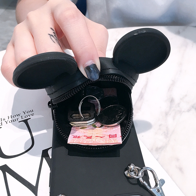 iphone 11pro max 5 6 6s 7 8plus X XR XS MAX 3D ví dây kéo nắp hộp điện thoại minnie mickey