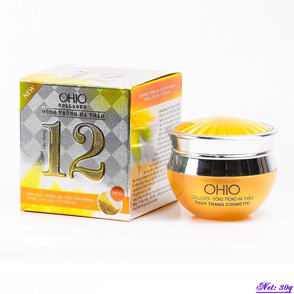 Kem Mụn - Trắng da - Xóa thâm - Liền sẹo 12 tác dụng OHIO Collagen - Đông Trùng Hạ Thảo (30g)