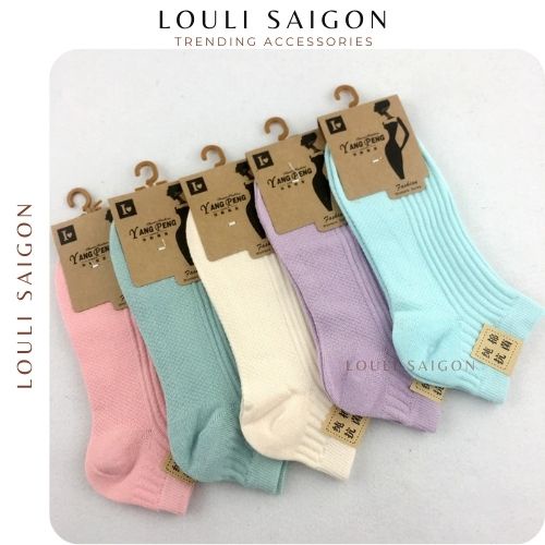 Vớ nữ cổ ngắn thời trang Vintage, vải cotton phong cách tất Hàn Quốc