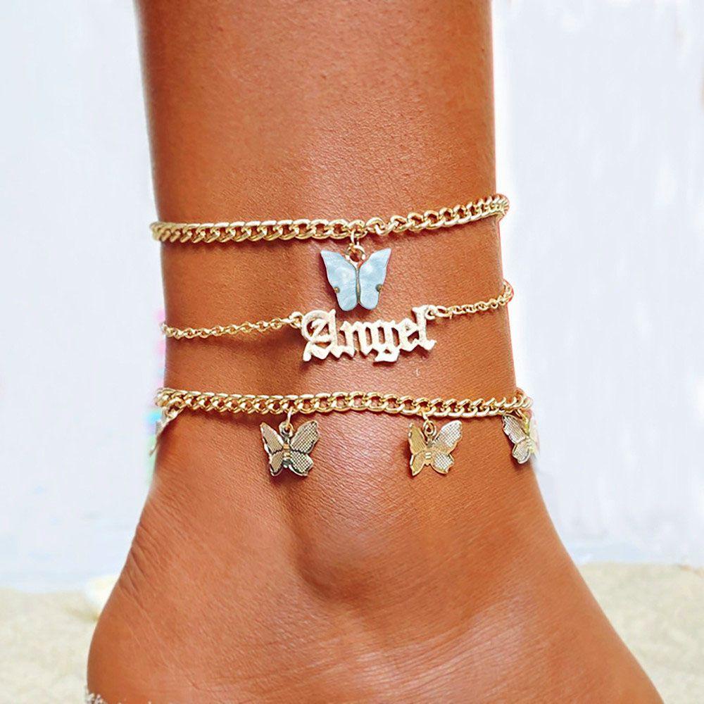 JUNE Set 3 Lắc Chân Bohemian Hình Bướm