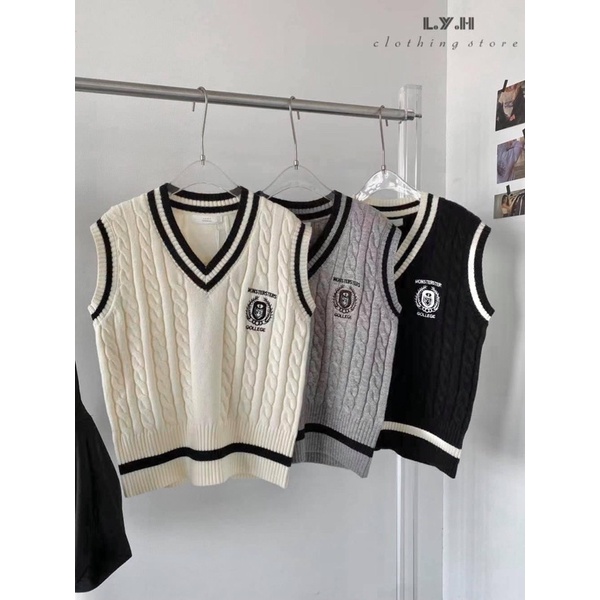 [ CÓ ẢNH THẬT + VIDEO TỰ QUAY ] Áo Gile Viền 3 Màu Đen, Be, Xám Kiểu Giống Hàn Quốc Mix Đồ Cực Xinh | BigBuy360 - bigbuy360.vn