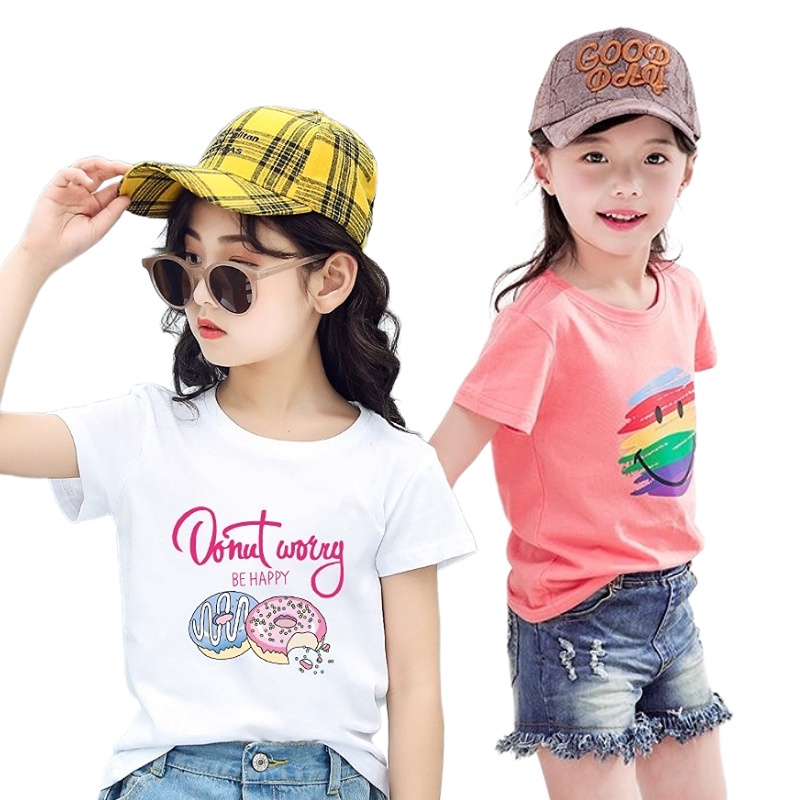 Áo Thun cotton Chất Lượng Cao Thời Trang Phong Cách Hàn Quốc Cho Bé Gái 4-12 Tuổi