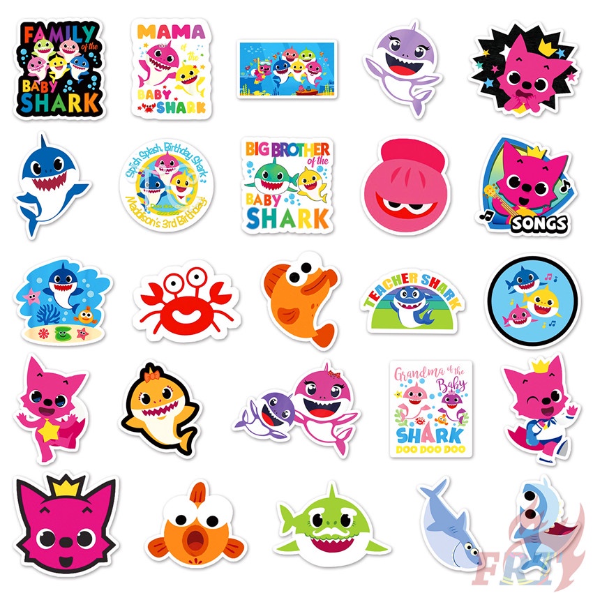 Bộ 50 miếng nhãn dán trang trí hình cá mập dễ thương cho trẻ nhỏ